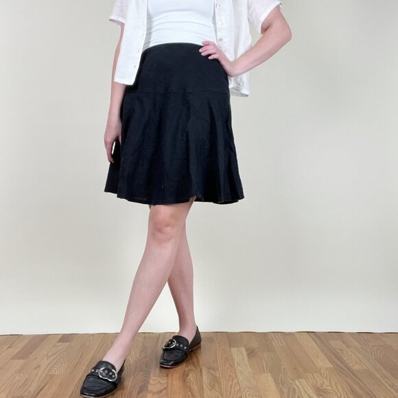 Vintage 100% Linen Drop Waist Mini Midi Skirt Low High Rise Coastal Cowgirl Y2K - Picture 6 of 11